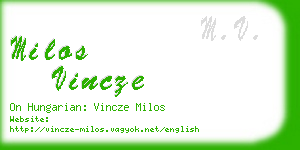 milos vincze business card